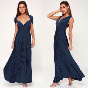 Lulus always stunning convertible navy blue max dress